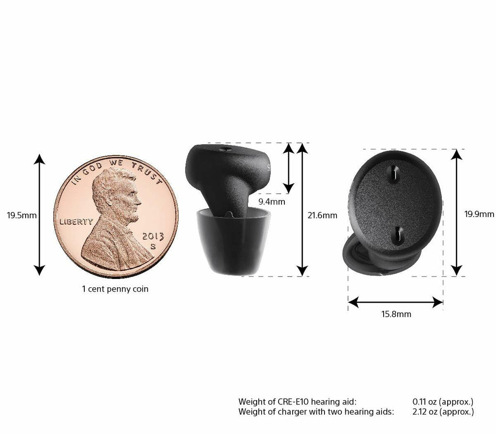 Check description: Sony CRE-E10 Self-Fitting OTC Hearing Aids for Mild to