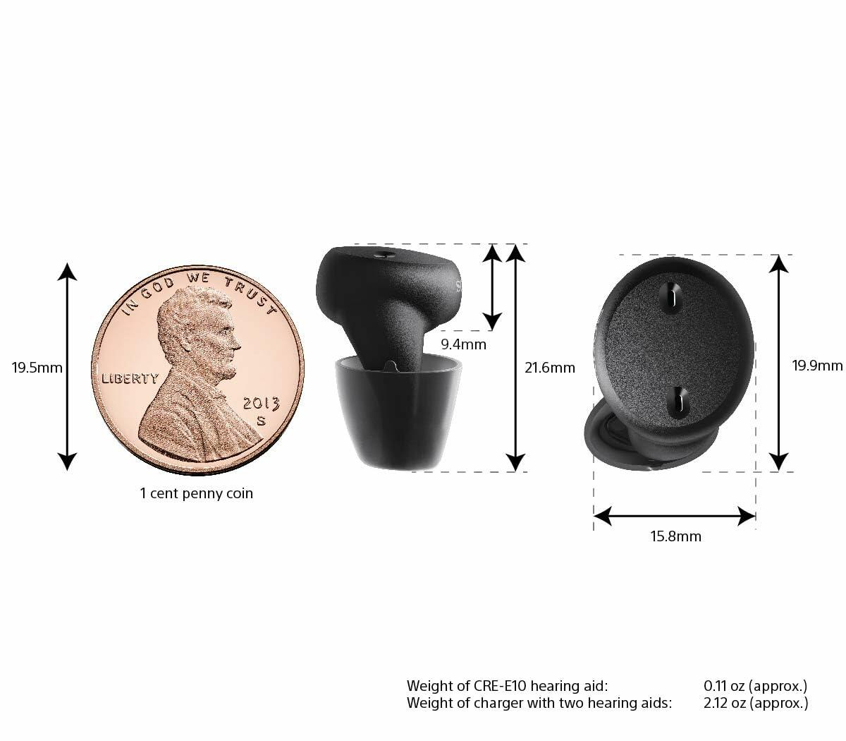Check description: Sony CRE-E10 Self-Fitting OTC Hearing Aids for Mild to