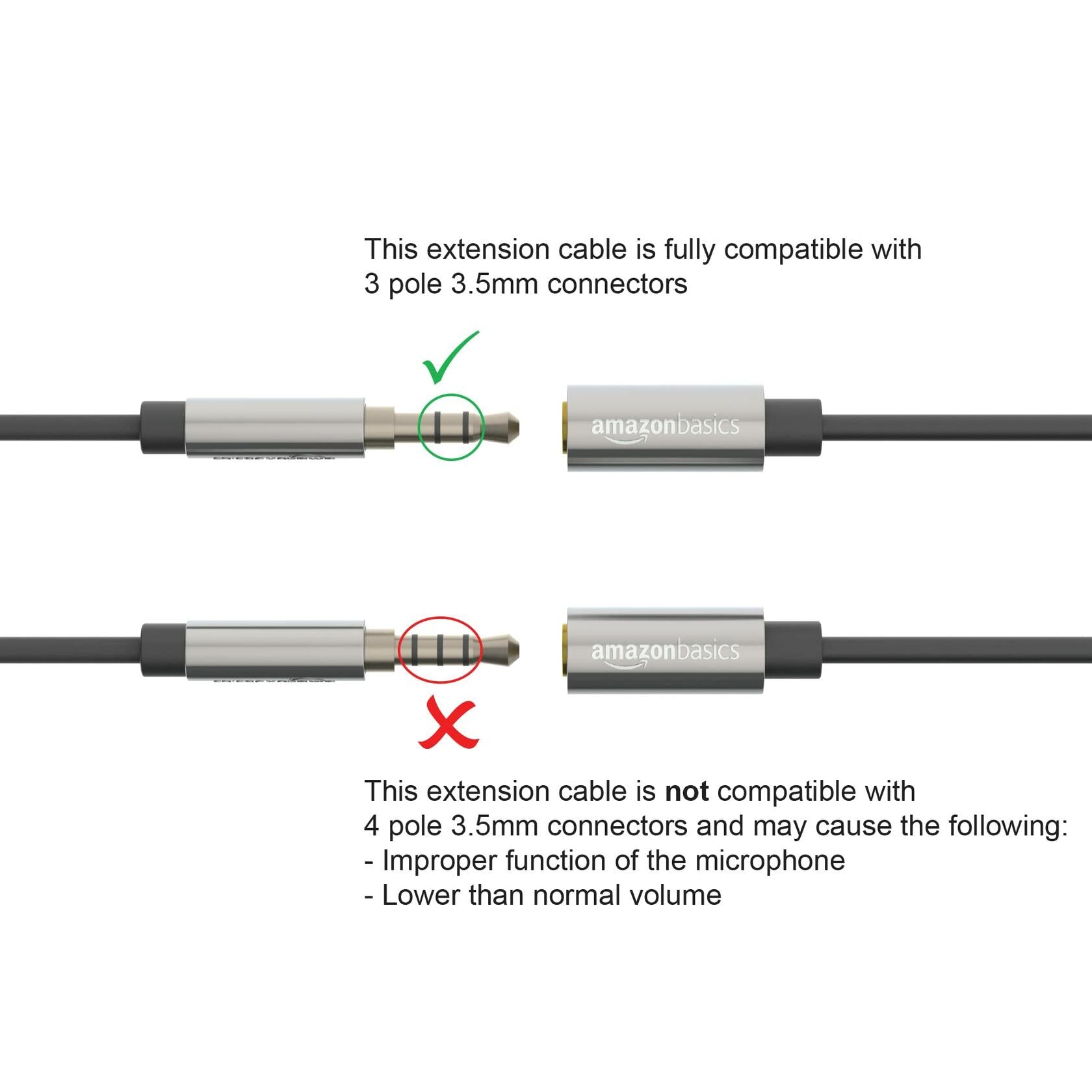 Amazon Basics 3.5mm Aux Jack Audio Extension Cable 25 Foot Black Male to Female,