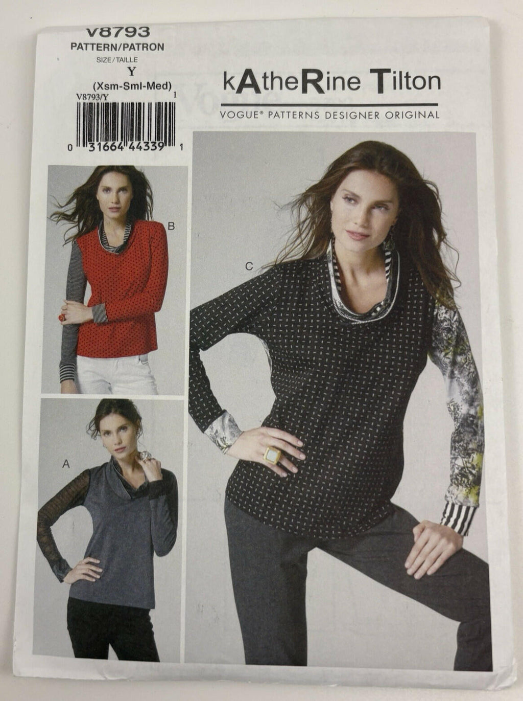 Vogue 8793 Katherine Tilton Knit Tops Misses' Sz XS S M 29.5-36" Bust UC FF OOP
