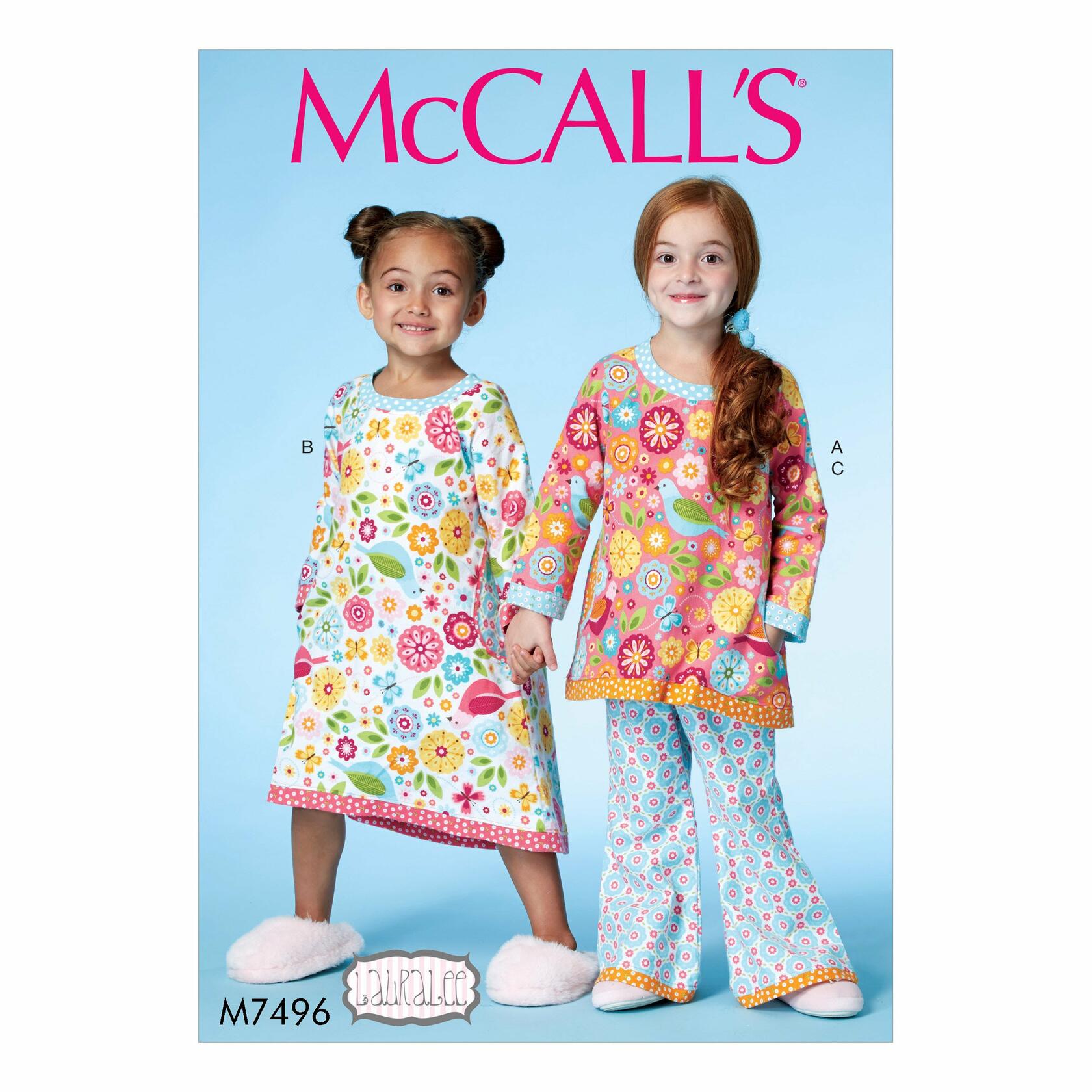 McCalls Pattern M7496 Girls Nightgown and Pj Set Girls Size 2-5