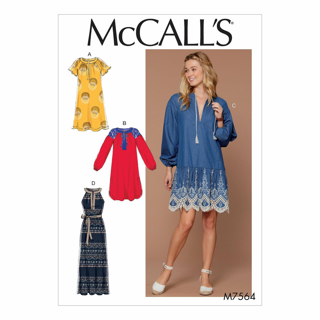 McCall Patterns Misses Pullover/Banded/V-Neck Dresses and Belt