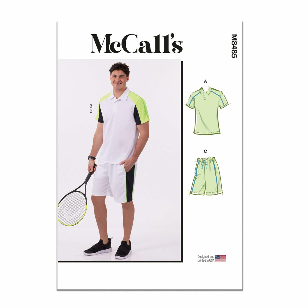 McCall's M8485AA Men's Knit Polo Tops and Shorts Sewing Pattern Packet, Design