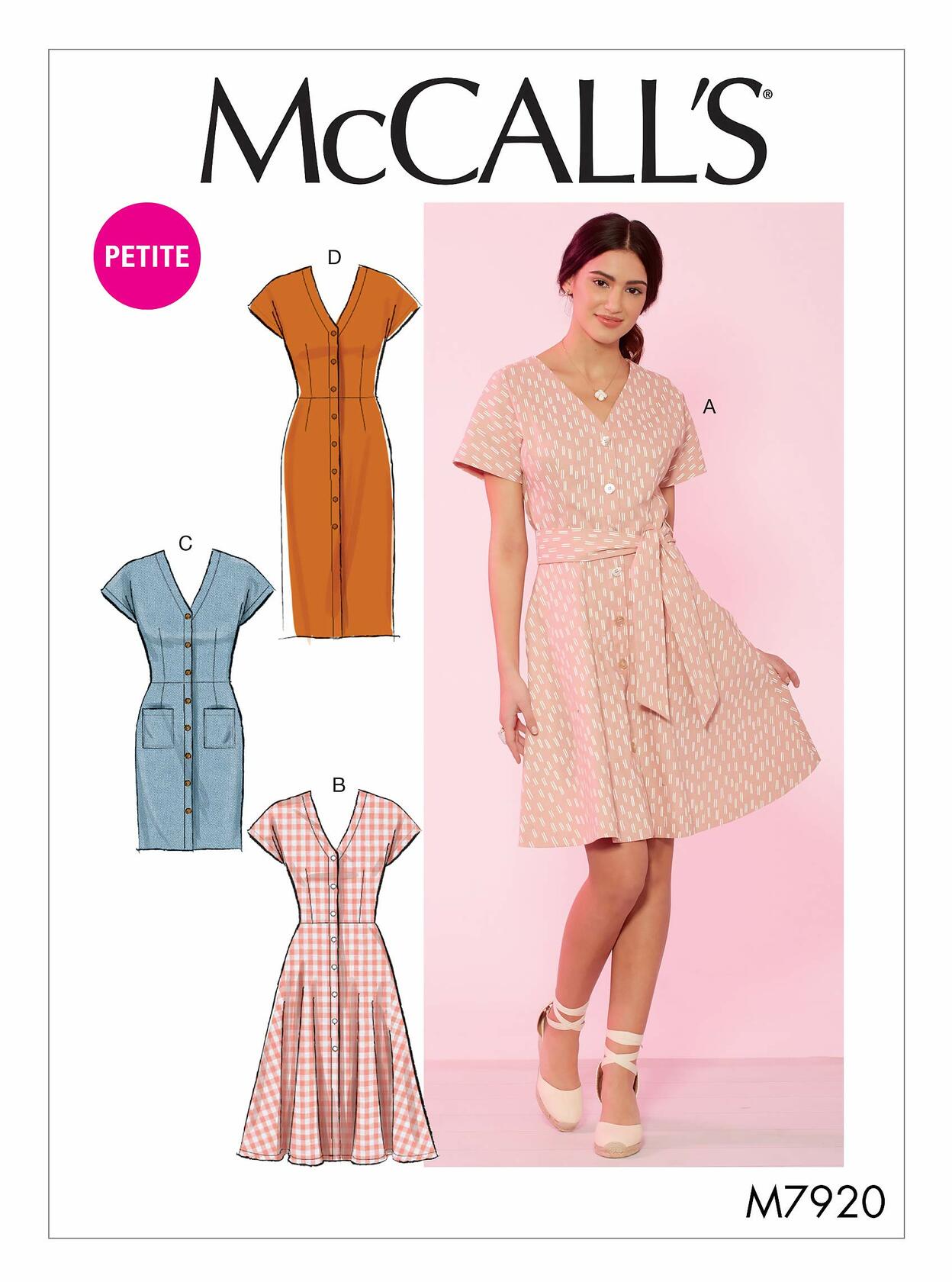 McCall's Patterns McCall's Women's Petite Belt and Button Up Dress, Sizes 6-14