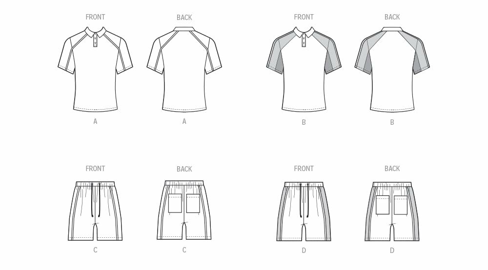 McCall's M8485AA Men's Knit Polo Tops and Shorts Sewing Pattern Packet, Design