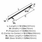 Amerock Bar Pulls 10-1/16 inch (256mm) Center-to-Center Matte Black Cabinet