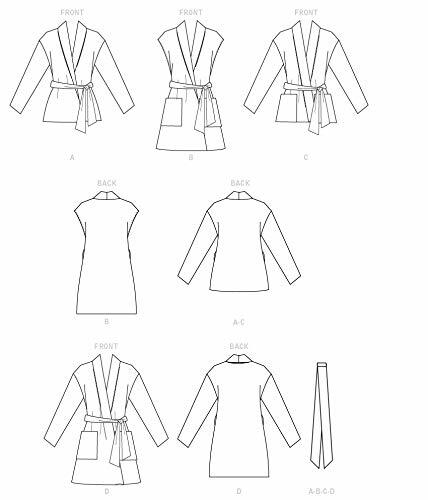 McCall Pattern Women's Loose Fit Belted Jacket, Sizes 4-14 Sewing Pattern
