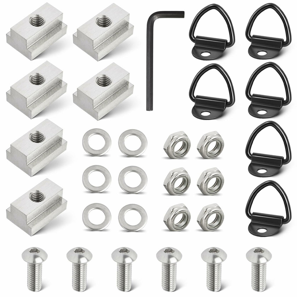 6 PACK RED WOLF 3/8"-16 Thread T-Slot Nut Tie Down V-Ring Anchor w/1 Inch Button