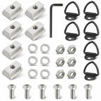 6 PACK RED WOLF 3/8"-16 Thread T-Slot Nut Tie Down V-Ring Anchor w/1 Inch Button