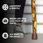 Brazos Rustic Wood Walking Stick, Hawthorn, Traditional Style Handle, for Men &