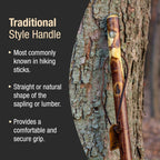Brazos Rustic Wood Walking Stick, Hawthorn, Traditional Style Handle, for Men &