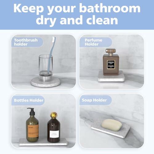 Set of 8 Water Absorbent Diatomite Coasters Bathroom Trays, Diatomaceous Drying
