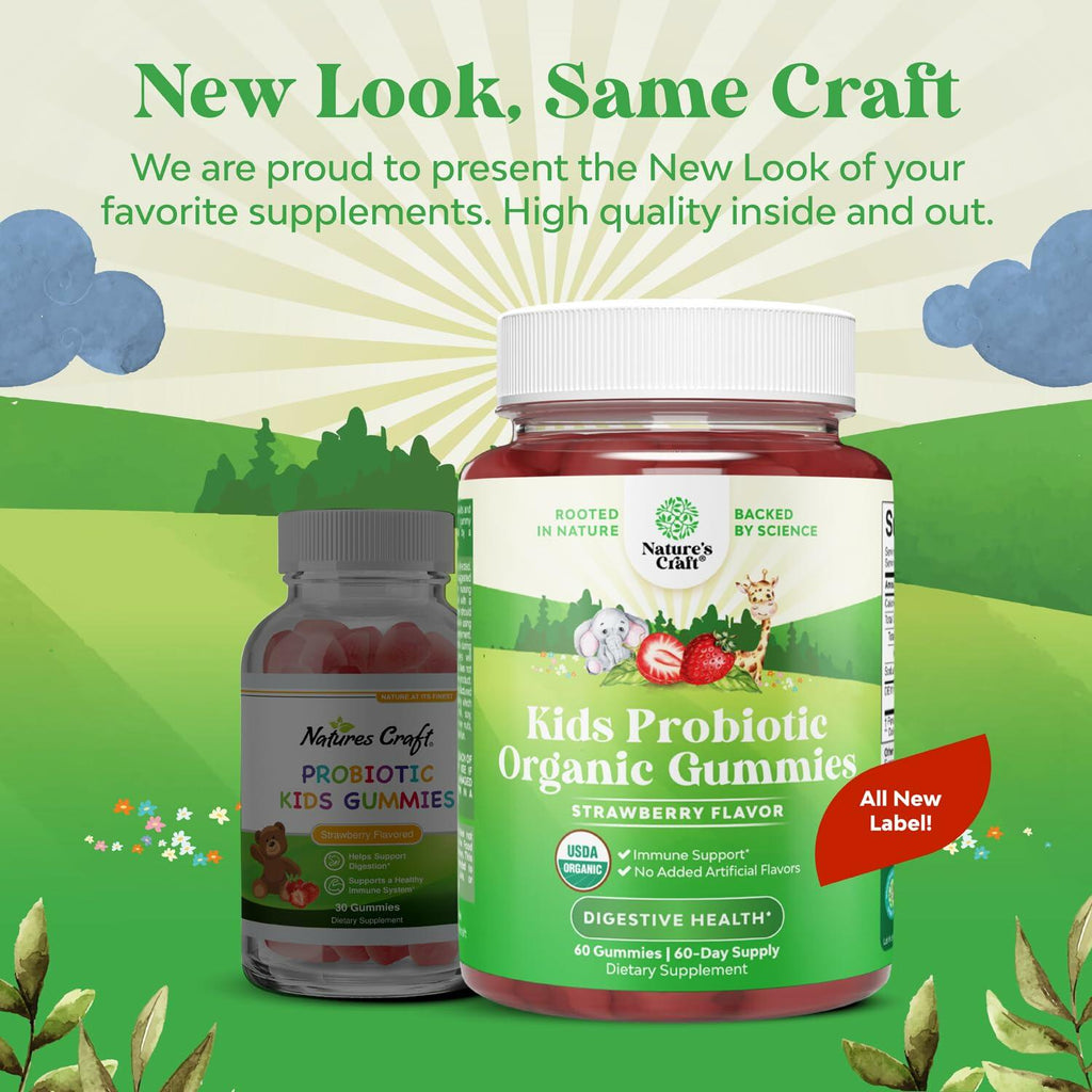 60 Count USDA Organic Kids Probiotic Gummies - Gut Bacteria Probiotics for