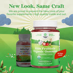 60 Count USDA Organic Kids Probiotic Gummies - Gut Bacteria Probiotics for