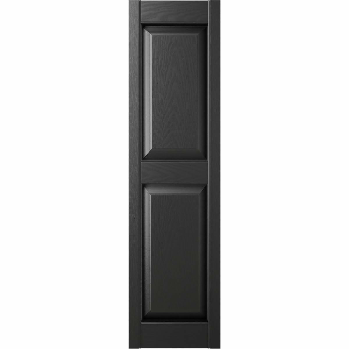 Ekena Millwork Lifetime Vinyl 12"W x 31"H, Black Standard Two Equal Panel