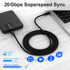 Elfesoul USB C to C Cable, 3.2 Gen 2 USB-C Cable 10ft - 4K UHD 20Gbps 100W PD