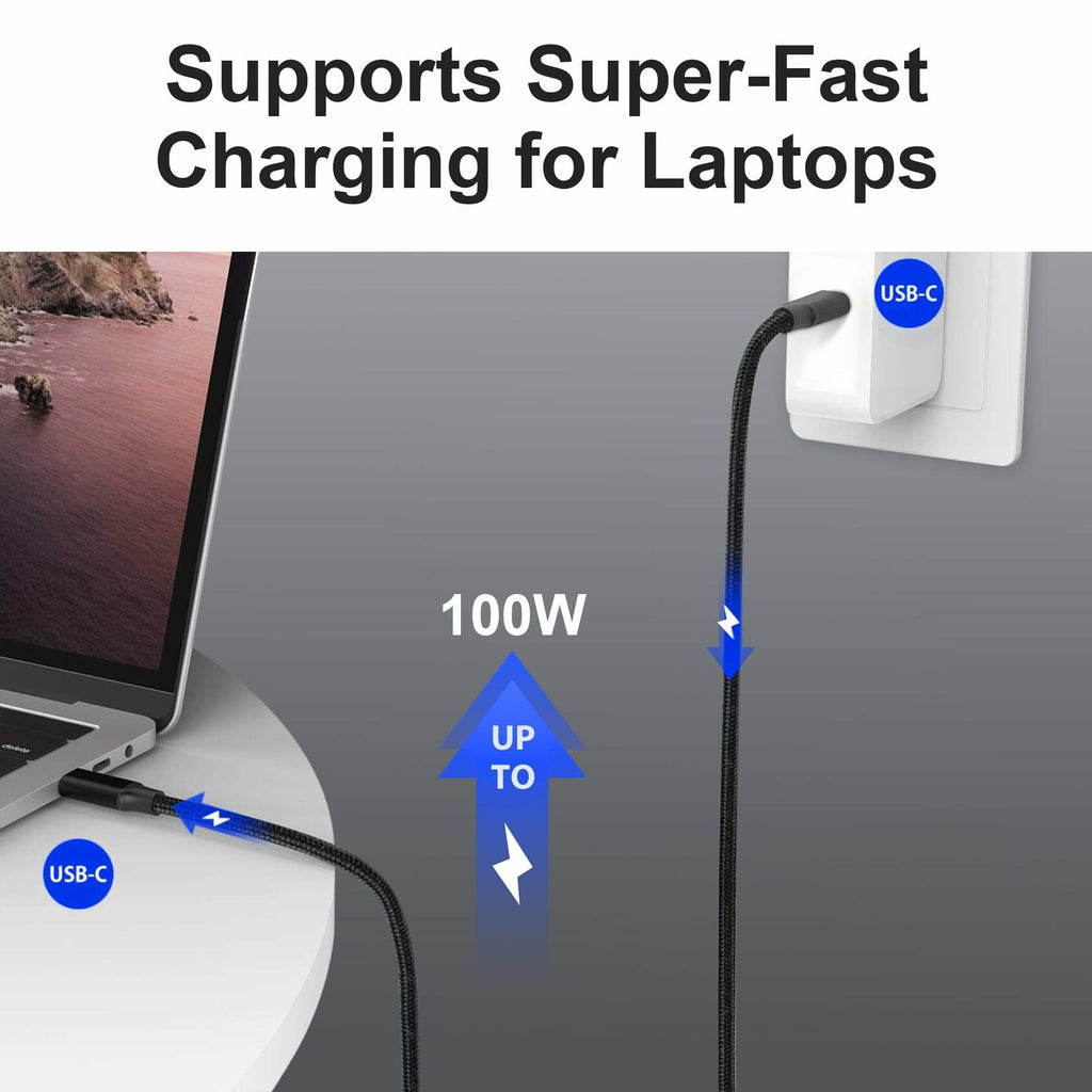 Elfesoul USB C to C Cable, 3.2 Gen 2 USB-C Cable 10ft - 4K UHD 20Gbps 100W PD