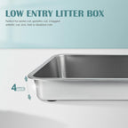 Open Box IKITCHEN Stainless Steel Cat Litter Box, 19.5" L x 13.5" W x 4" H Large