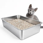 Open Box IKITCHEN Stainless Steel Cat Litter Box, 19.5" L x 13.5" W x 4" H Large