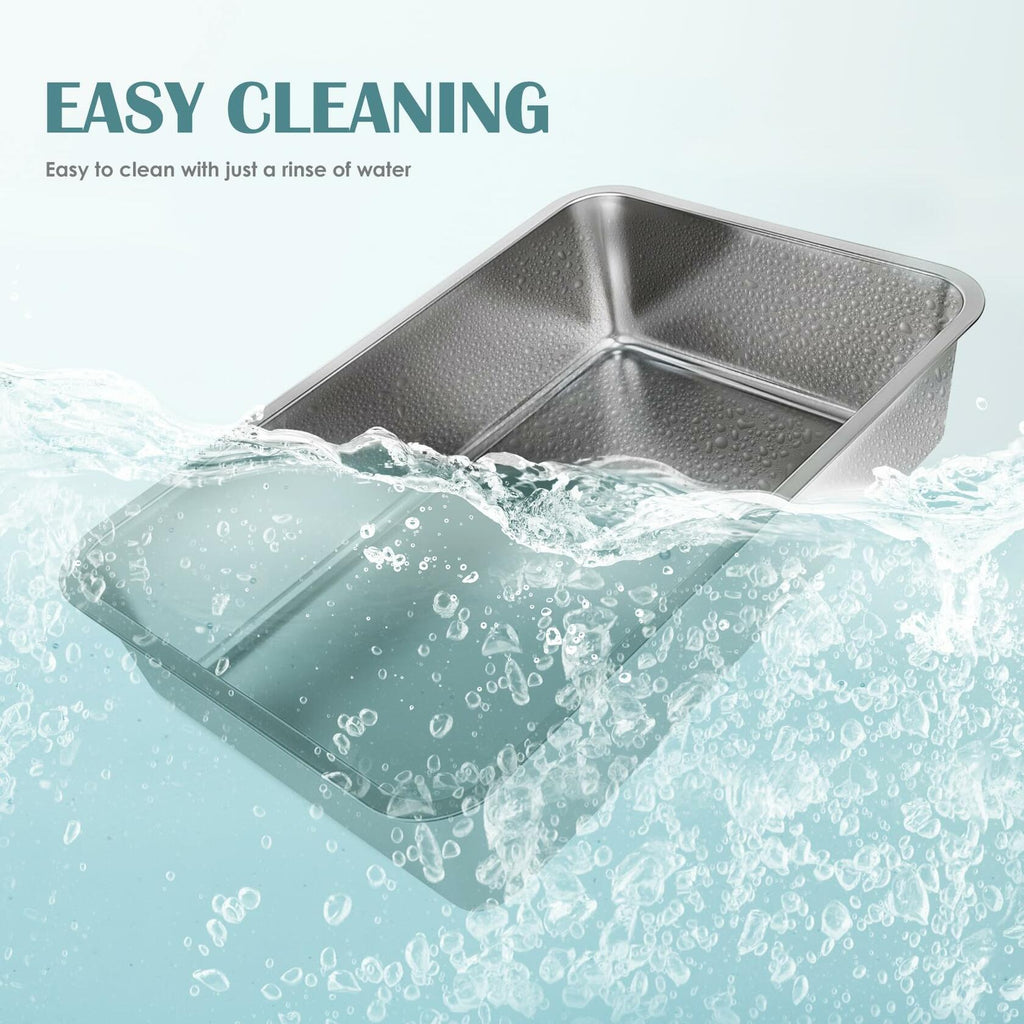 Open Box IKITCHEN Stainless Steel Cat Litter Box, 19.5" L x 13.5" W x 4" H Large