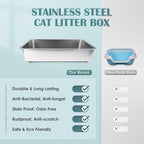 Open Box IKITCHEN Stainless Steel Cat Litter Box, 19.5" L x 13.5" W x 4" H Large