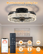 Disco Ceiling Fans with Lights,7 Color Disco Ball Modes, Flush Mount Low Profile