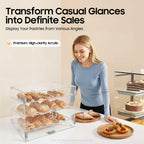GAMIGIME 3-Layer Dustproof Bread Display Case, Clear Acrylic Counter Top Bakery