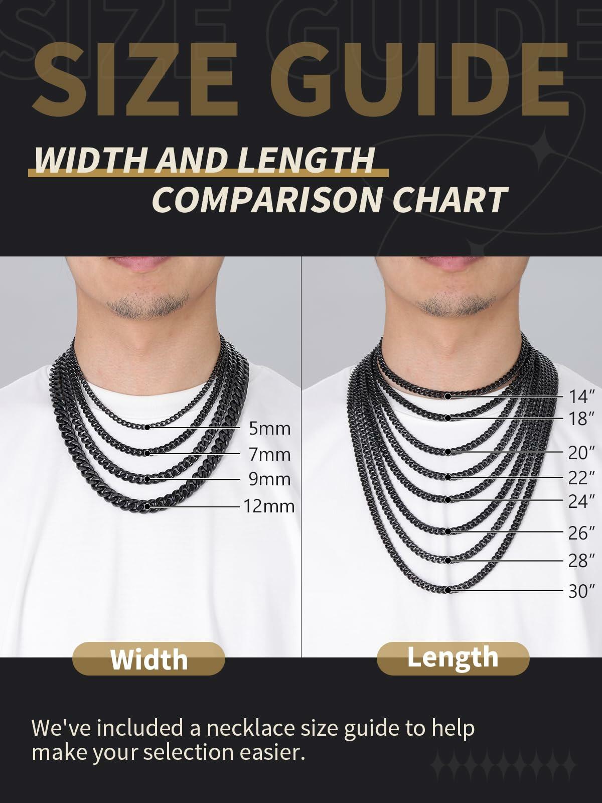 FindChic Black Chain Necklace for Men Thick Cuban Link Men's Curb Chain Necklace