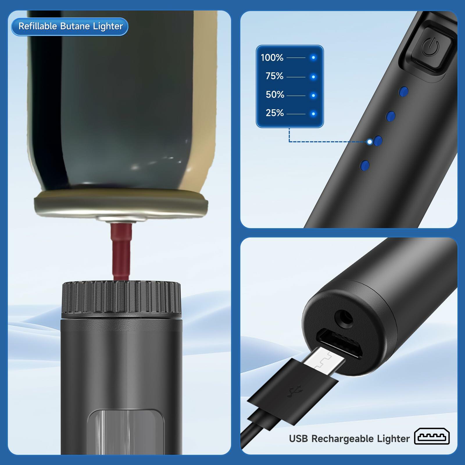 Flame bird 2 Pack Flexible Multi-Purpose Lighter, Long Butane Torch Lighter USB