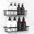 2 PACK Getsrichfc Adhesive Shower Caddy, Shower Shelves with 16 Hooks, Rustproof