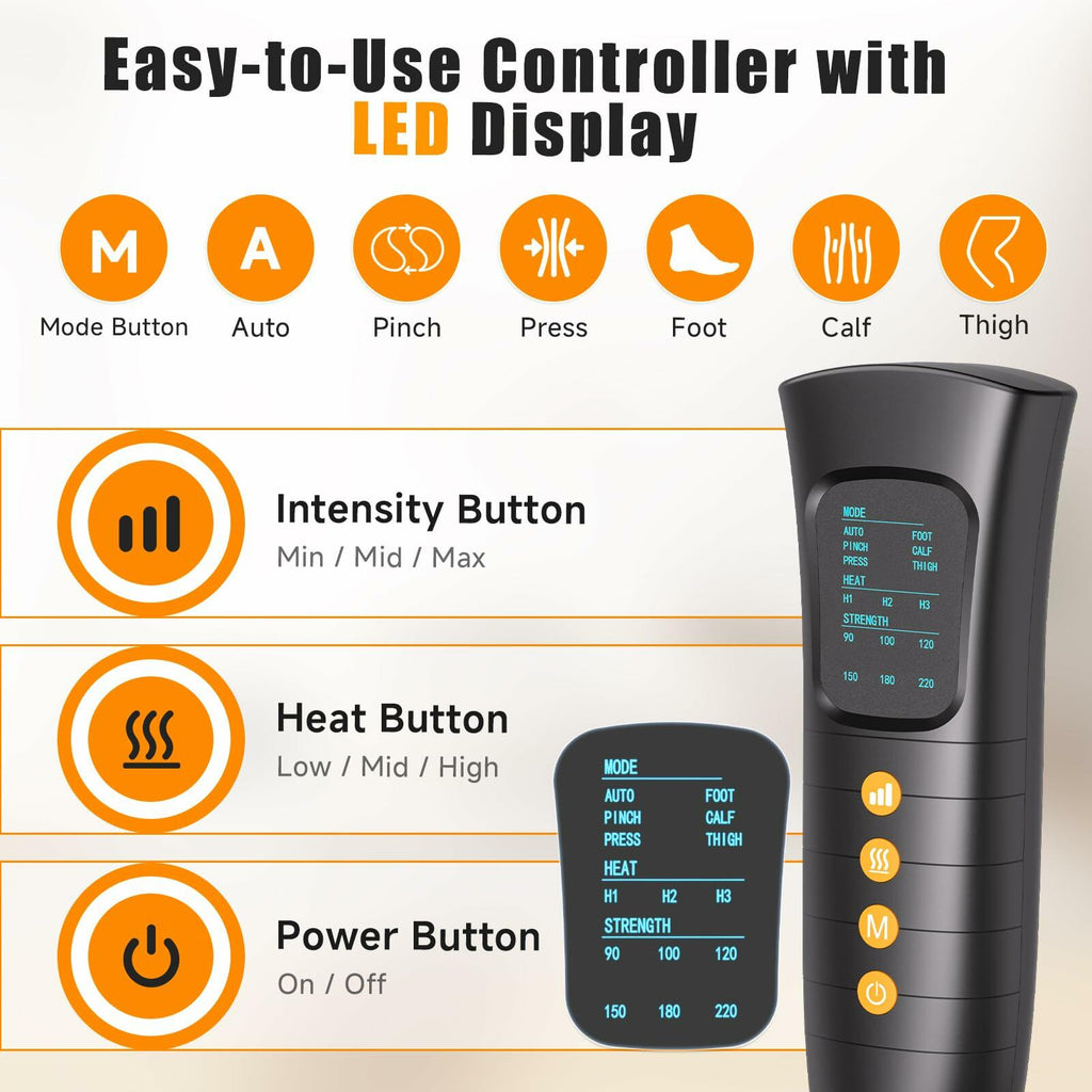 Leg Massager with Heat and Compression, Foot and Full Leg Massager for