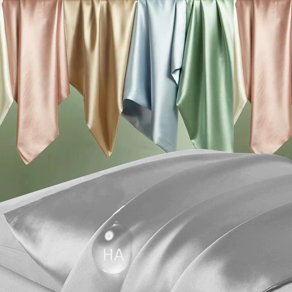 Silk Pillowcase 2 Pack, Mulberry Silk Pillow Cases Queen Size Set of 2, Anti