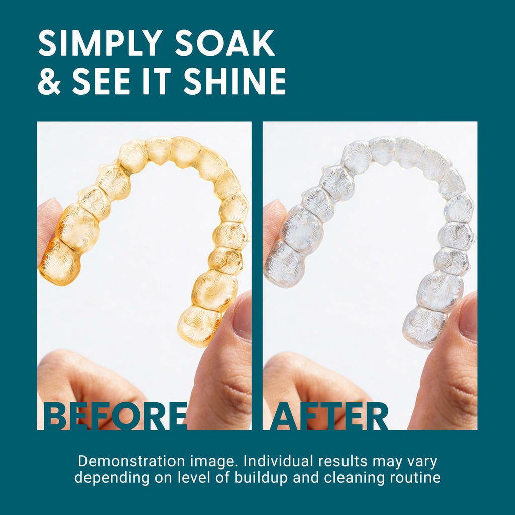 Retainer Cleaner and Soak Container, No-Mess Cleaning Tablets with Universal