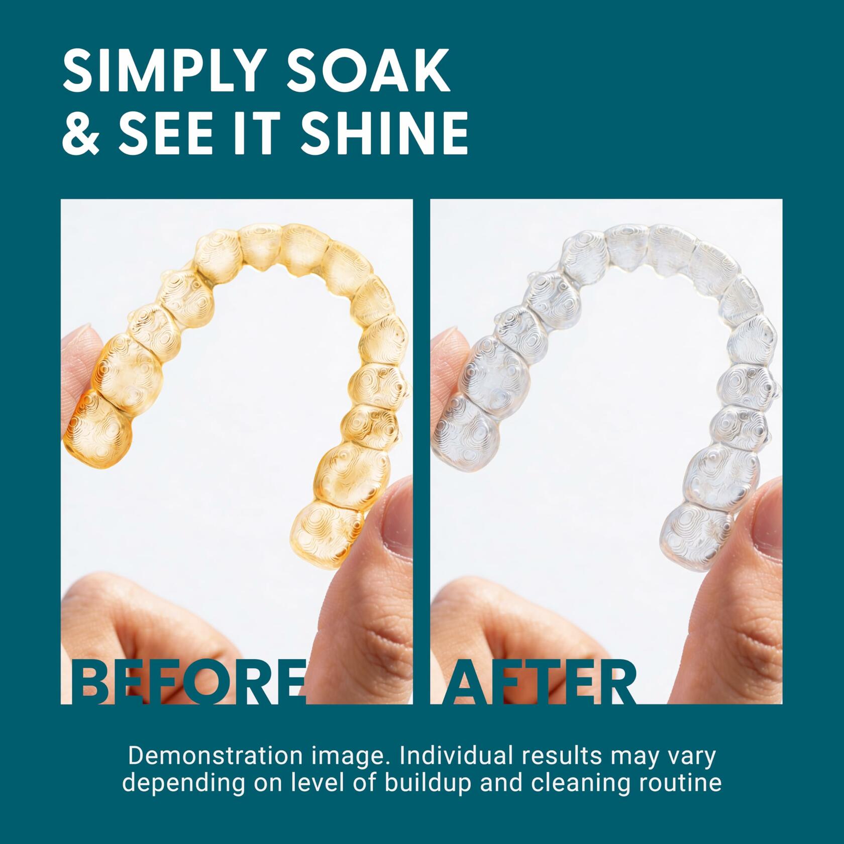 Retainer Cleaner and Soak Container, No-Mess Cleaning Tablets with Universal