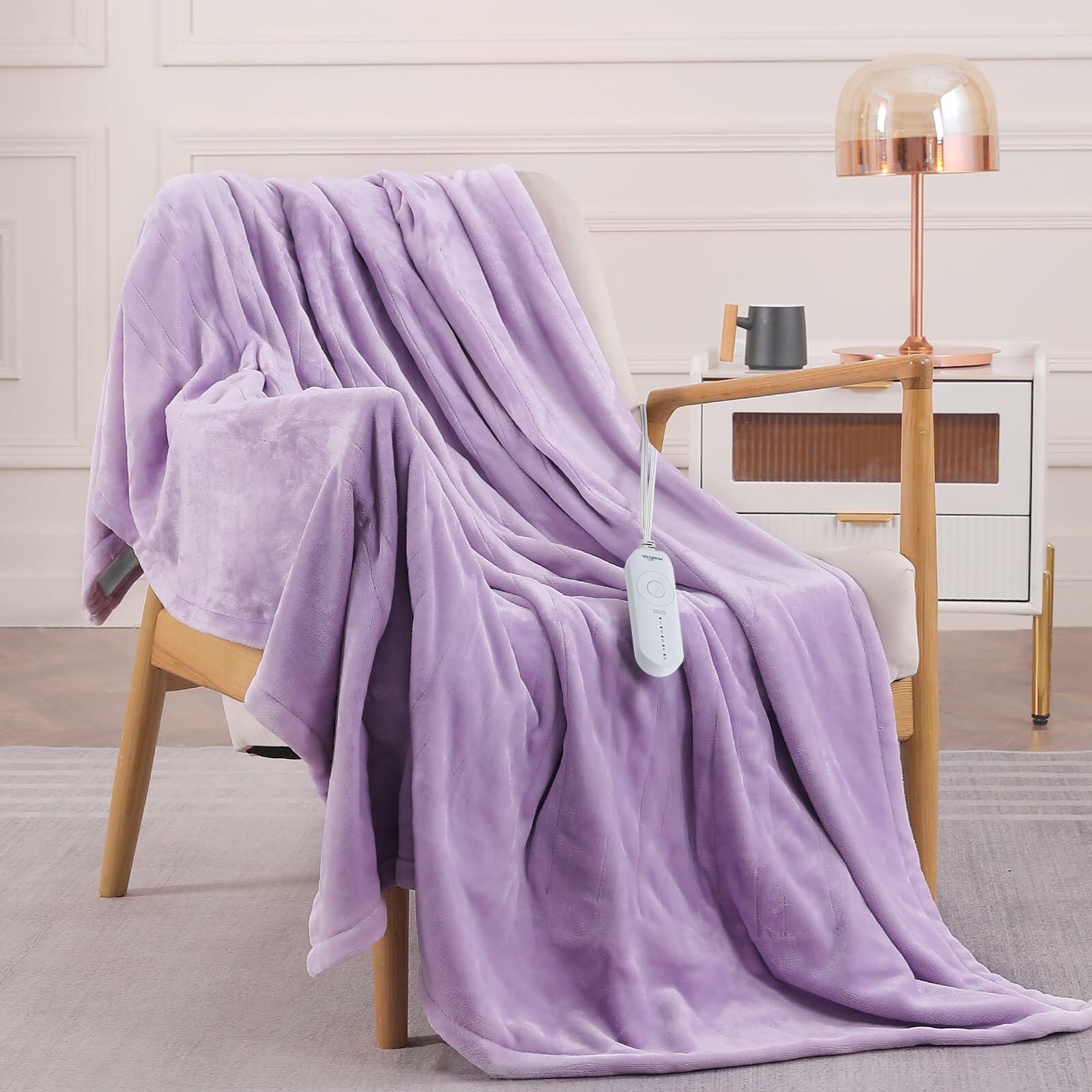 HOMLYNS LuxeHeat Heated Blanket Electric Blanket, Soft Flannel Sherpa Heated