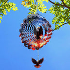 Rngmsi American Flag Eagle Hanging Wind Spinner Outdoor, 12 Inches 3D Stainless