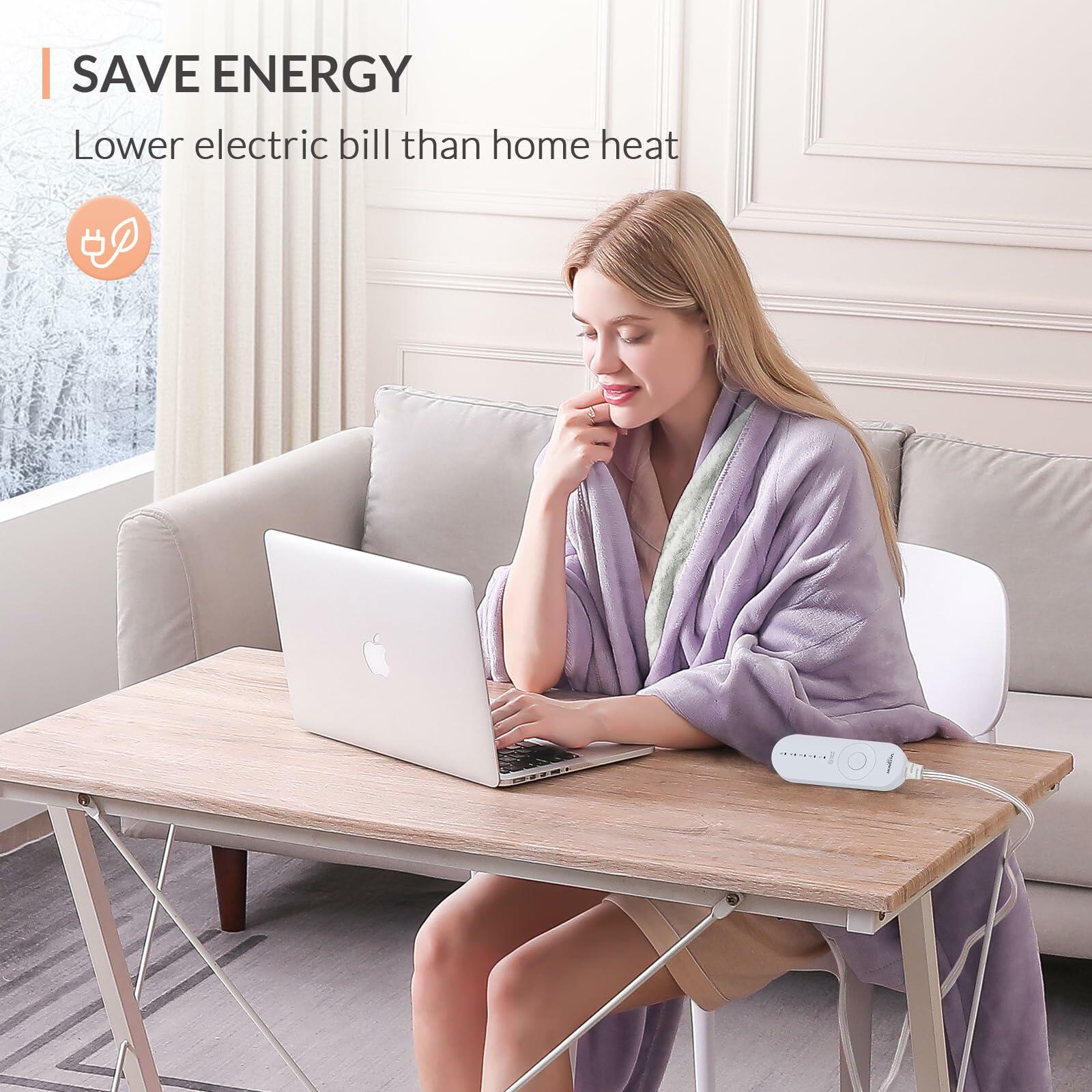 HOMLYNS LuxeHeat Heated Blanket Electric Blanket, Soft Flannel Sherpa Heated