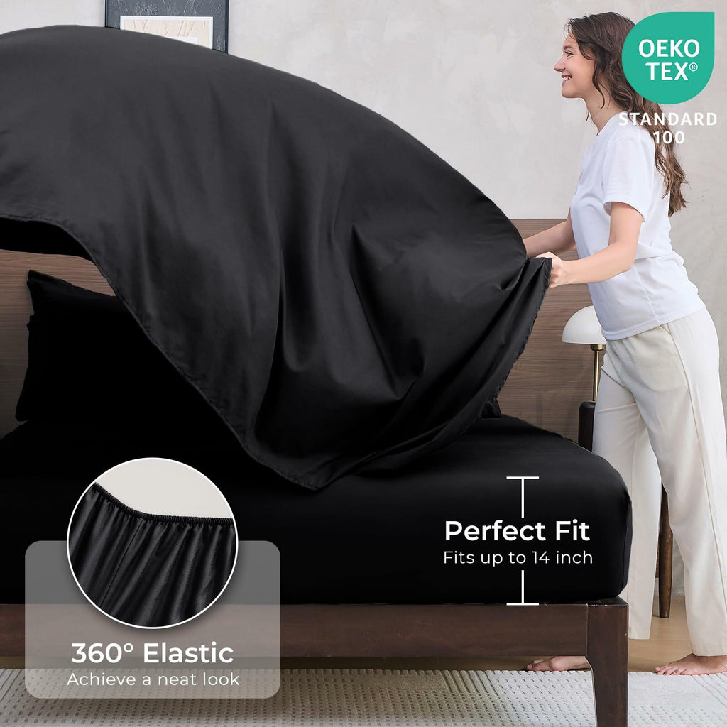 HEVUMYI Black Queen Comforter Set - 7-Piece All Season Bed in a Bag Queen, Ultra