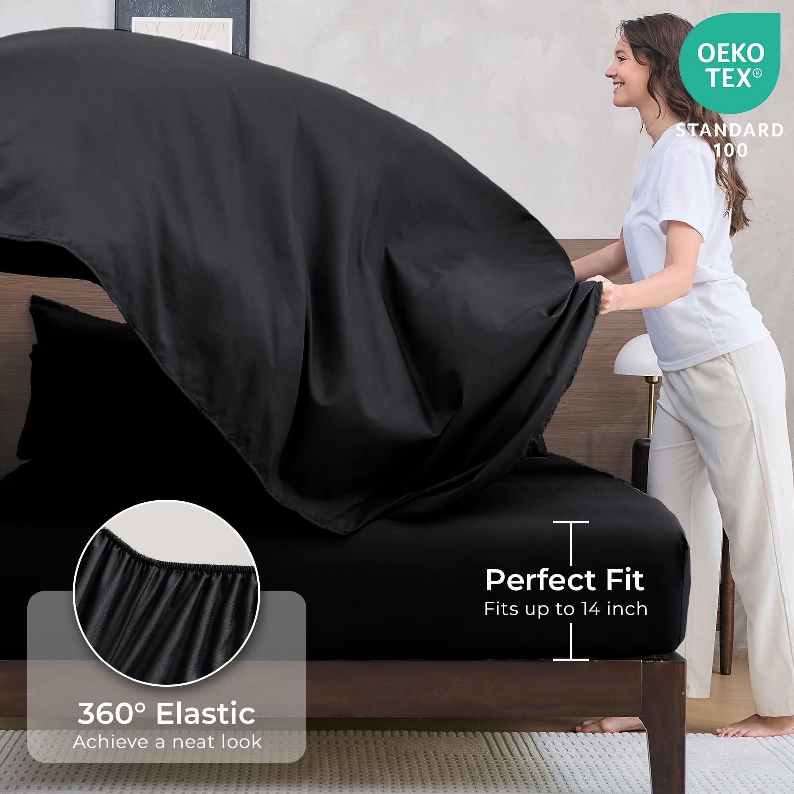 HEVUMYI Black Queen Comforter Set - 7-Piece All Season Bed in a Bag Queen, Ultra