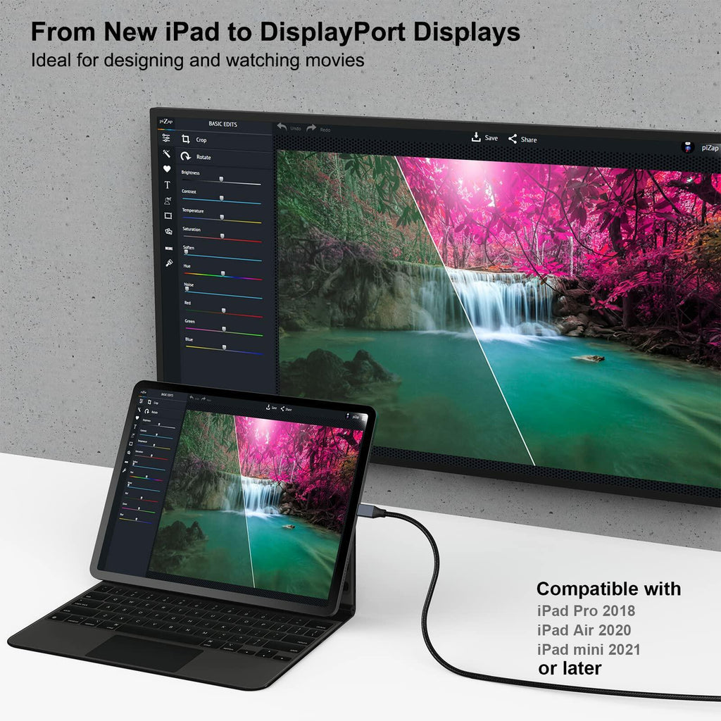BENFEI USB-C to DisplayPort 3 Feet Cable(8K@60Hz 4K@144Hz), USB Type-C to