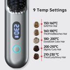 Cordless Hair Straightener Brush - Portable Straightener Brush with 9 Temp