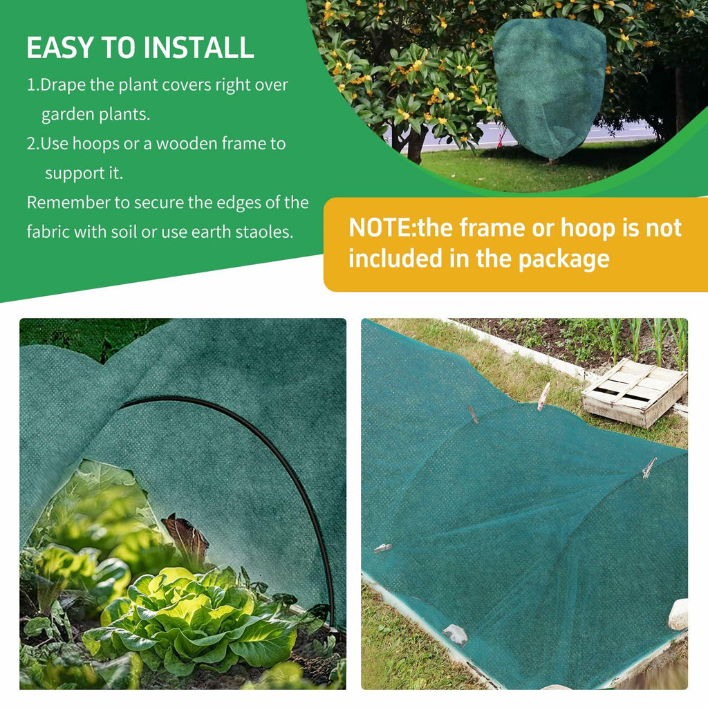 GUKULIVEL Plant Covers Freeze Protection, 10x50ft Green Frost Blanket for