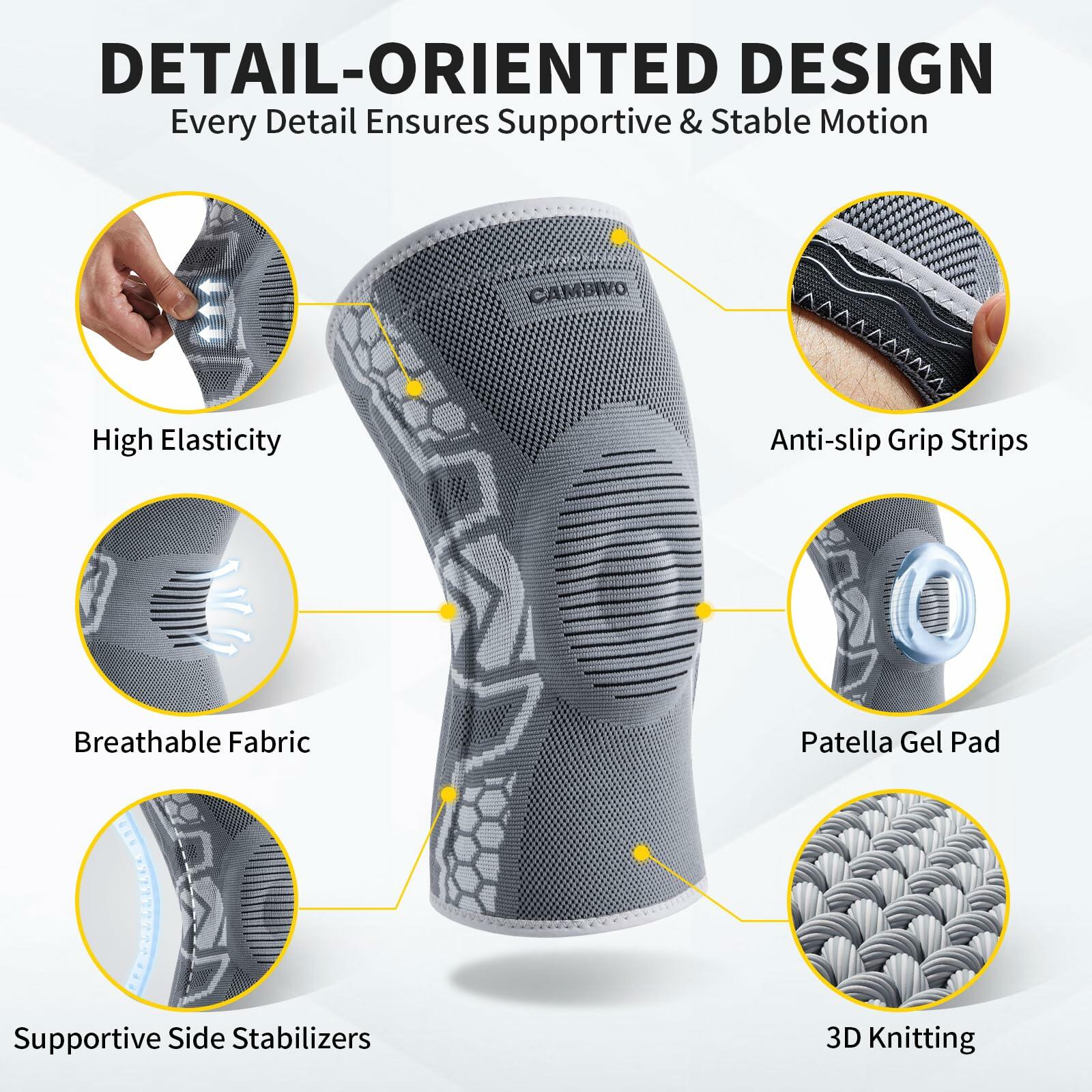 OPEN BOX- CAMBIVO XXL 2 Pack Knee Brace for Men and Women, Knee Sleeves for Men