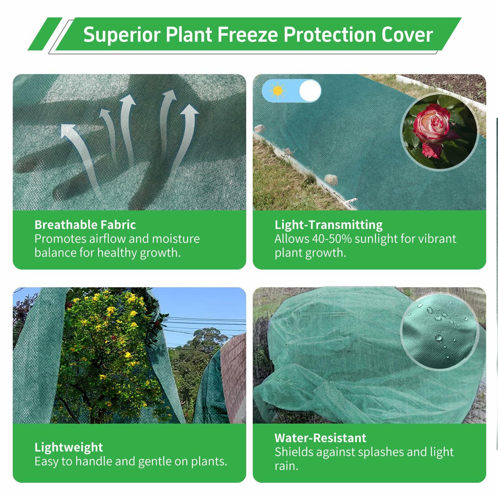 GUKULIVEL Plant Covers Freeze Protection, 10x50ft Green Frost Blanket for