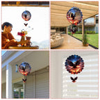 Rngmsi American Flag Eagle Hanging Wind Spinner Outdoor, 12 Inches 3D Stainless