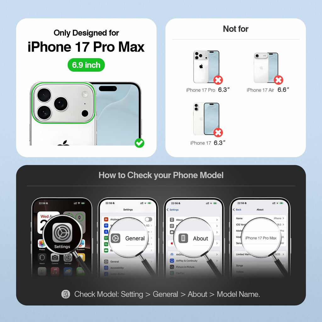 SkyEagle Compatible with Magsafe 2 in 1 Detachable iPhone 17 Pro Max Wallet Case