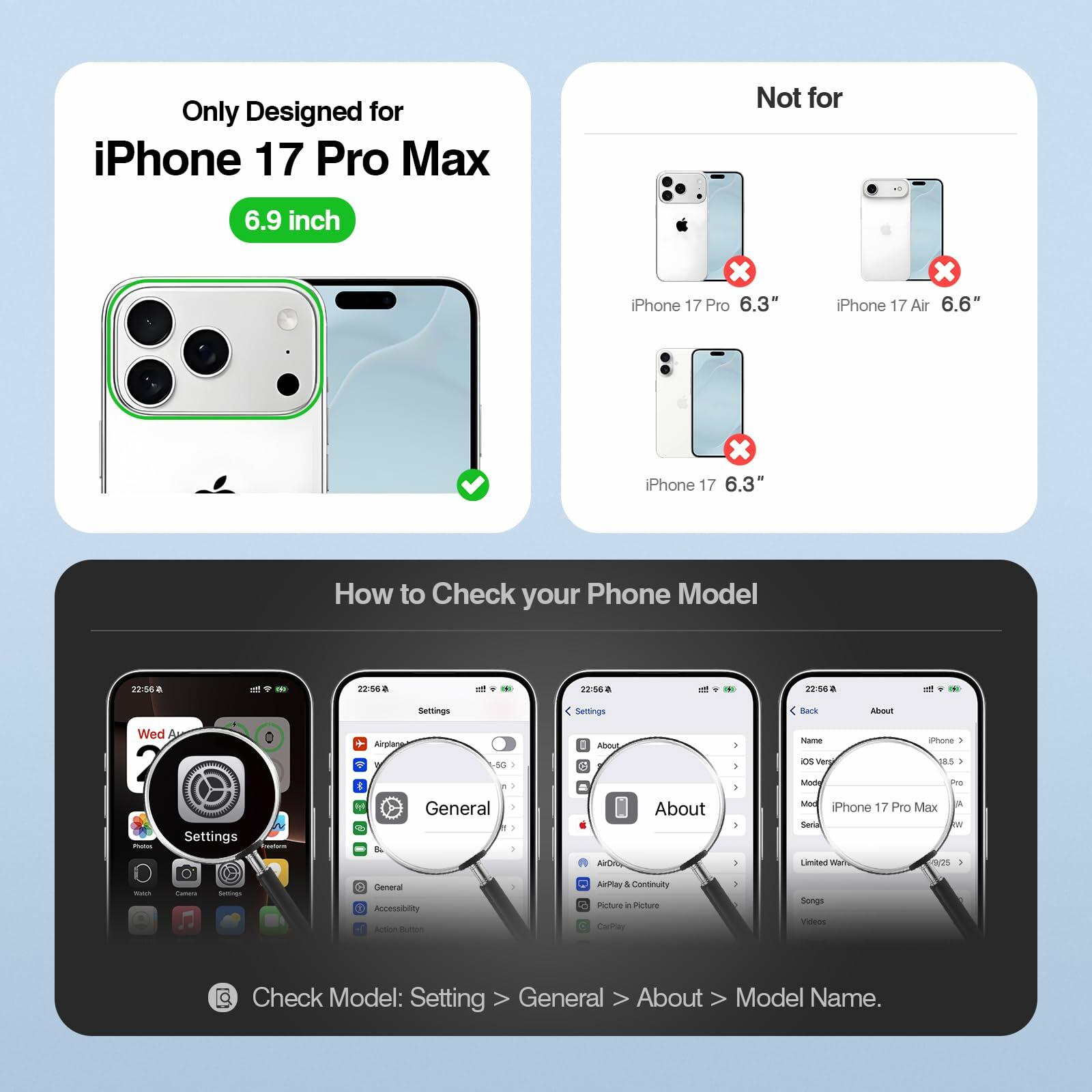 SkyEagle Compatible with Magsafe 2 in 1 Detachable iPhone 17 Pro Max Wallet Case