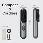 Cordless Hair Straightener Brush - Portable Straightener Brush with 9 Temp