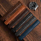 WOCCI 20mm Watch Band, Top Grain Leather, Embossed Alligator Grain, Quick