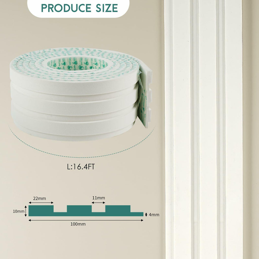 Yefanxi 4-in White EVA molding Peel and Stick Panel, 3D Flexible Fluted self